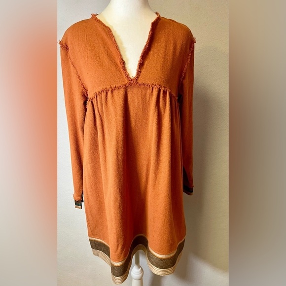 Zara Trafaluc Retro Boho Vibe Tunic Dress With Pockets Burnt Orange
Size Medium - Picture 1 of 7